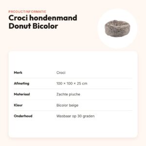Croci hondenmand Donut Bicolor beige 100 x 100 cm – zachte pluche – productinformatie