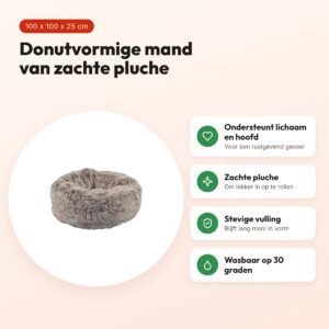 Croci hondenmand Donut Bicolor beige 100 x 100 cm – zachte pluche – voordelen