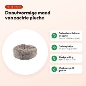 Croci hondenmand Donut Bicolor beige 70 x 70 cm – zachte pluche – voordelen