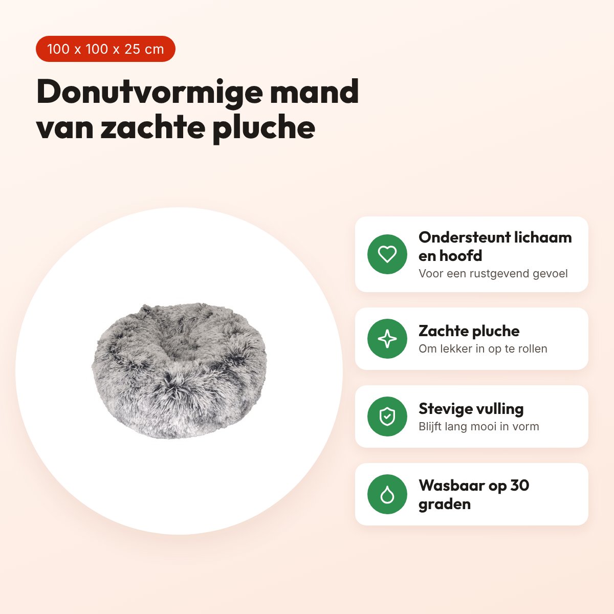 Croci hondenmand Donut Bicolor zwart 100 x 100 cm – zachte pluche – voordelen