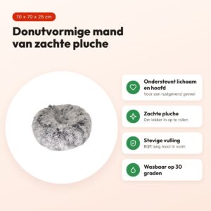 Croci hondenmand Donut Bicolor zwart 70 x 70 cm – zachte pluche – voordelen