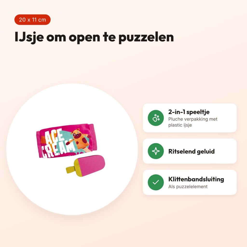 Croci hondenspeelgoed Ace Ice Cream 2-in-1 20 x 11 cm – ritselend – voordelen