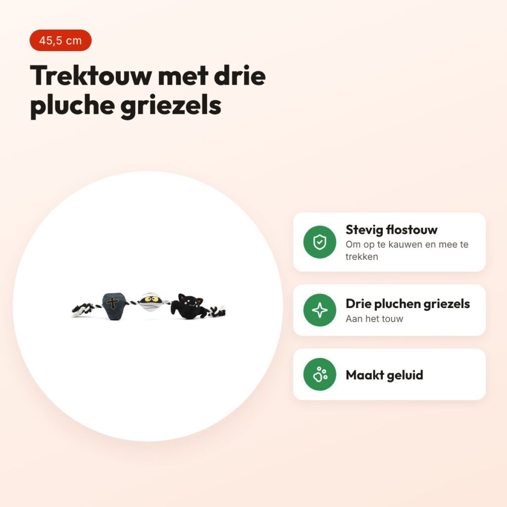 Croci hondenspeelgoed Fright RIP flostouw met pluche griezels 45,5 cm – voordelen