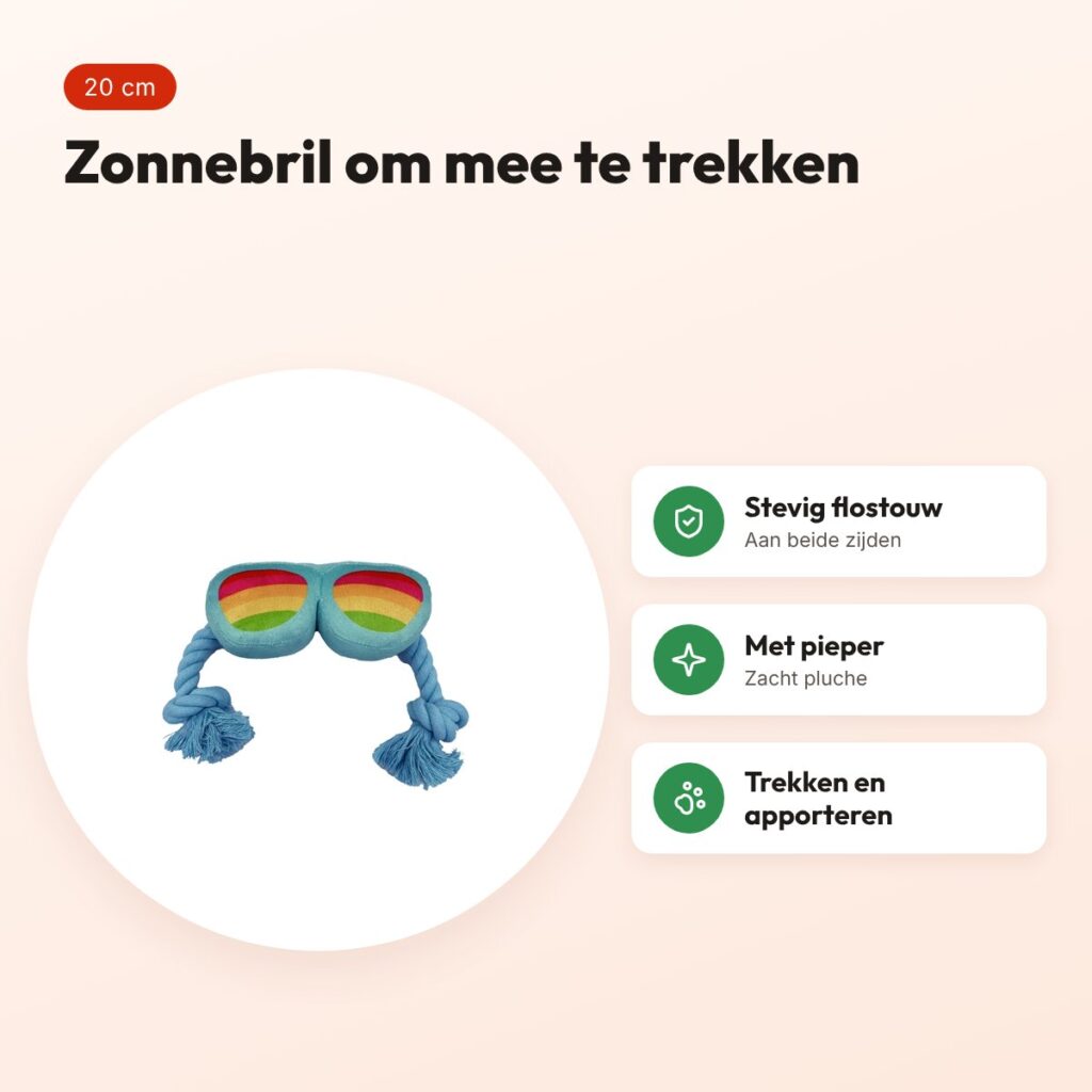 Croci hondenspeelgoed zonnebril met flostouw 20 cm – pieper – voordelen