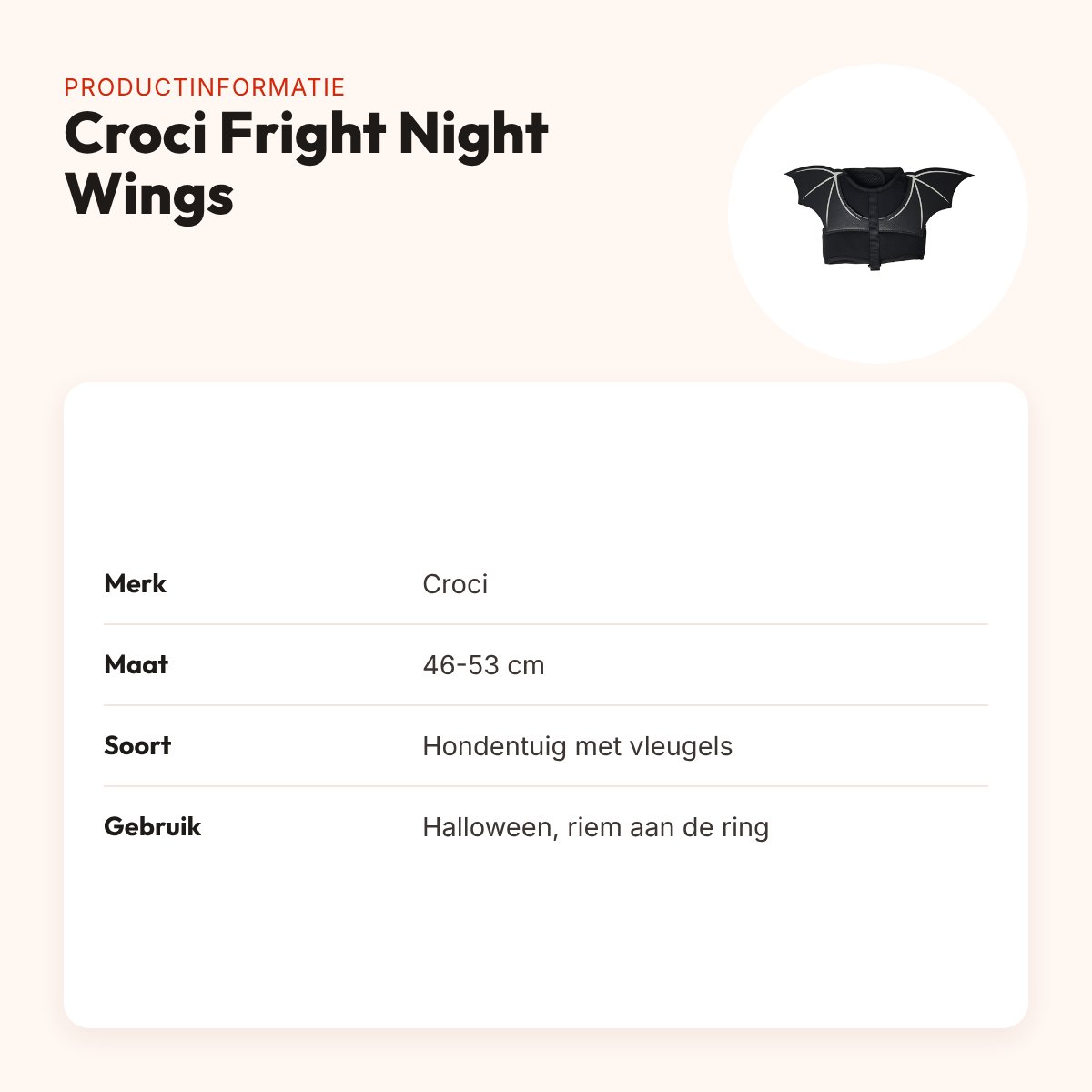Croci hondentuig Fright Night Wings 46-53 cm – Halloween duivel – productinformatie