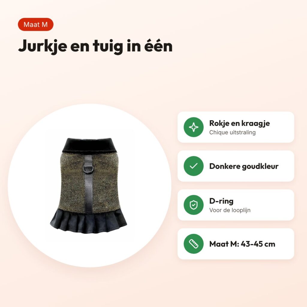 Croci hondentuig Goldie M 43-45 cm – jurkje met kraagje – voordelen