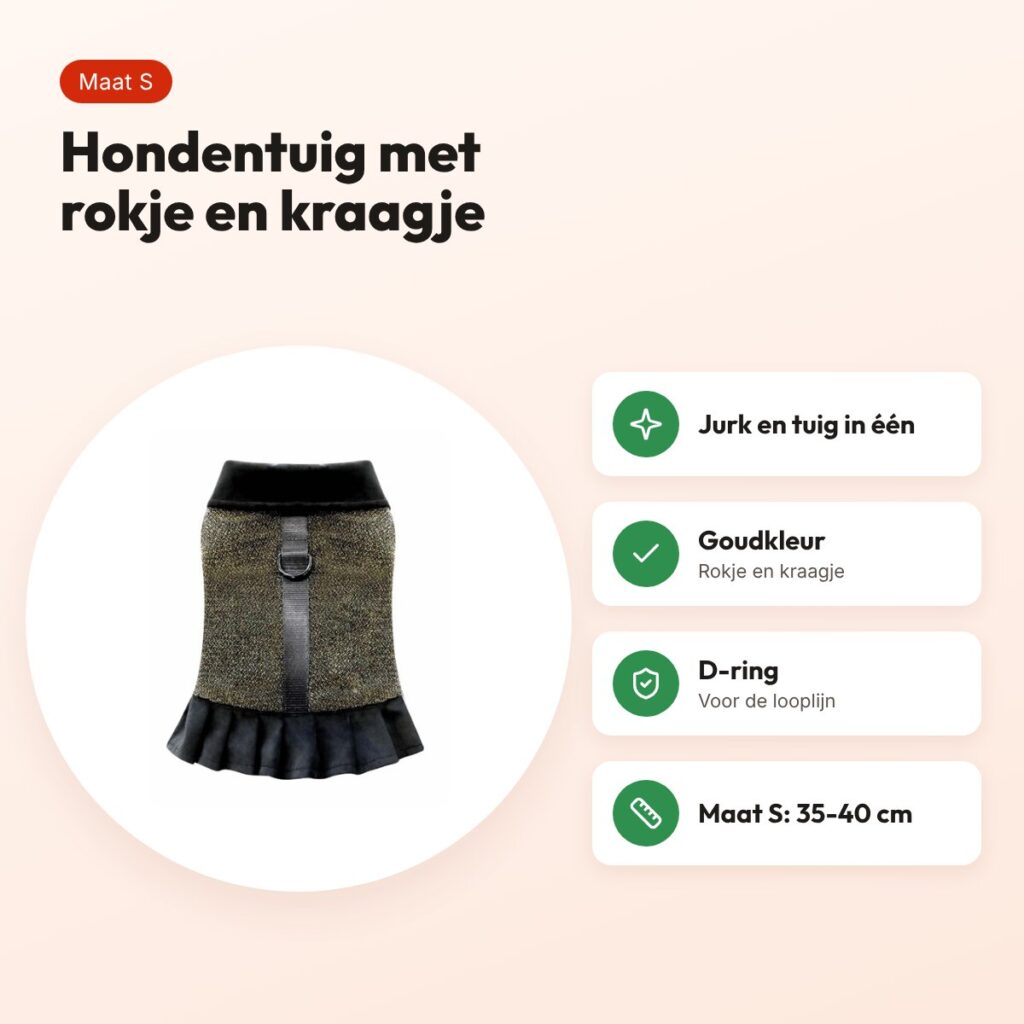 Croci hondentuig Goldie S 35-40 cm – jurkje met kraagje – voordelen