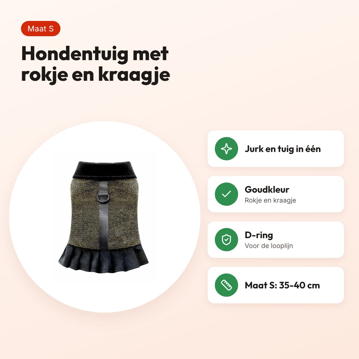 Croci hondentuig Goldie S 35-40 cm – jurkje met kraagje – voordelen