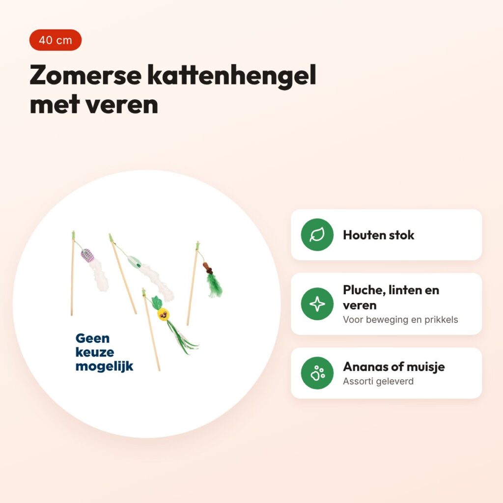 Croci kattenhengel Summer assorti 40 cm – houten stok – voordelen