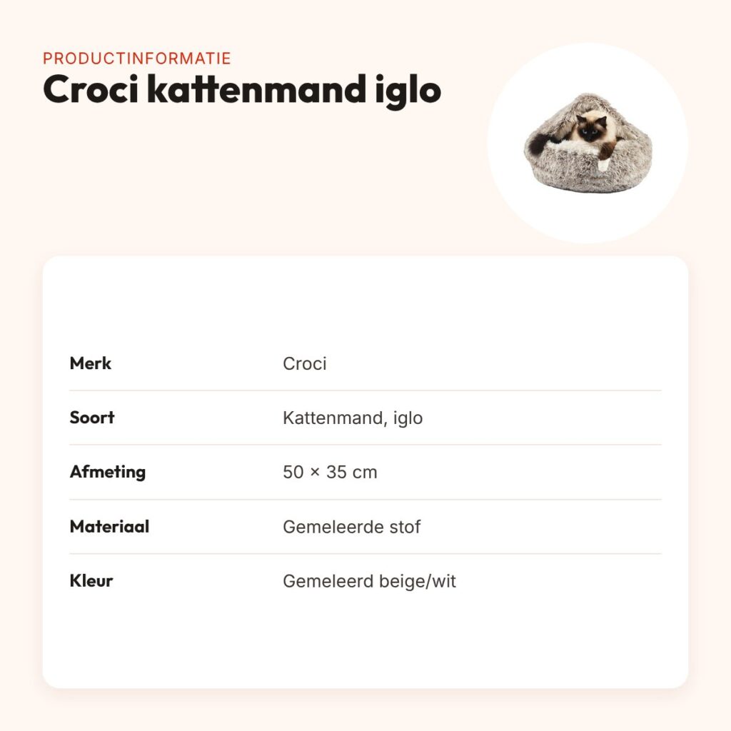 Croci kattenmand iglo gemeleerd beige/wit 50 x 35 cm – productinformatie