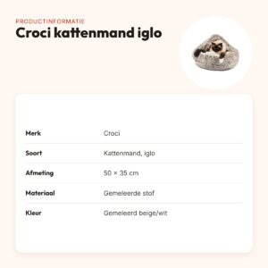 Croci kattenmand iglo gemeleerd beige/wit 50 x 35 cm – productinformatie