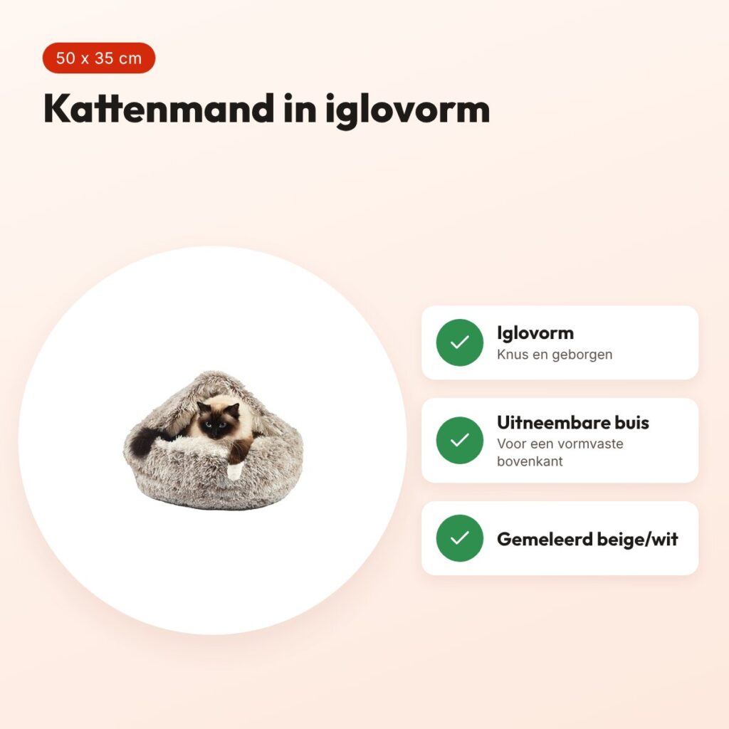 Croci kattenmand iglo gemeleerd beige/wit 50 x 35 cm – voordelen