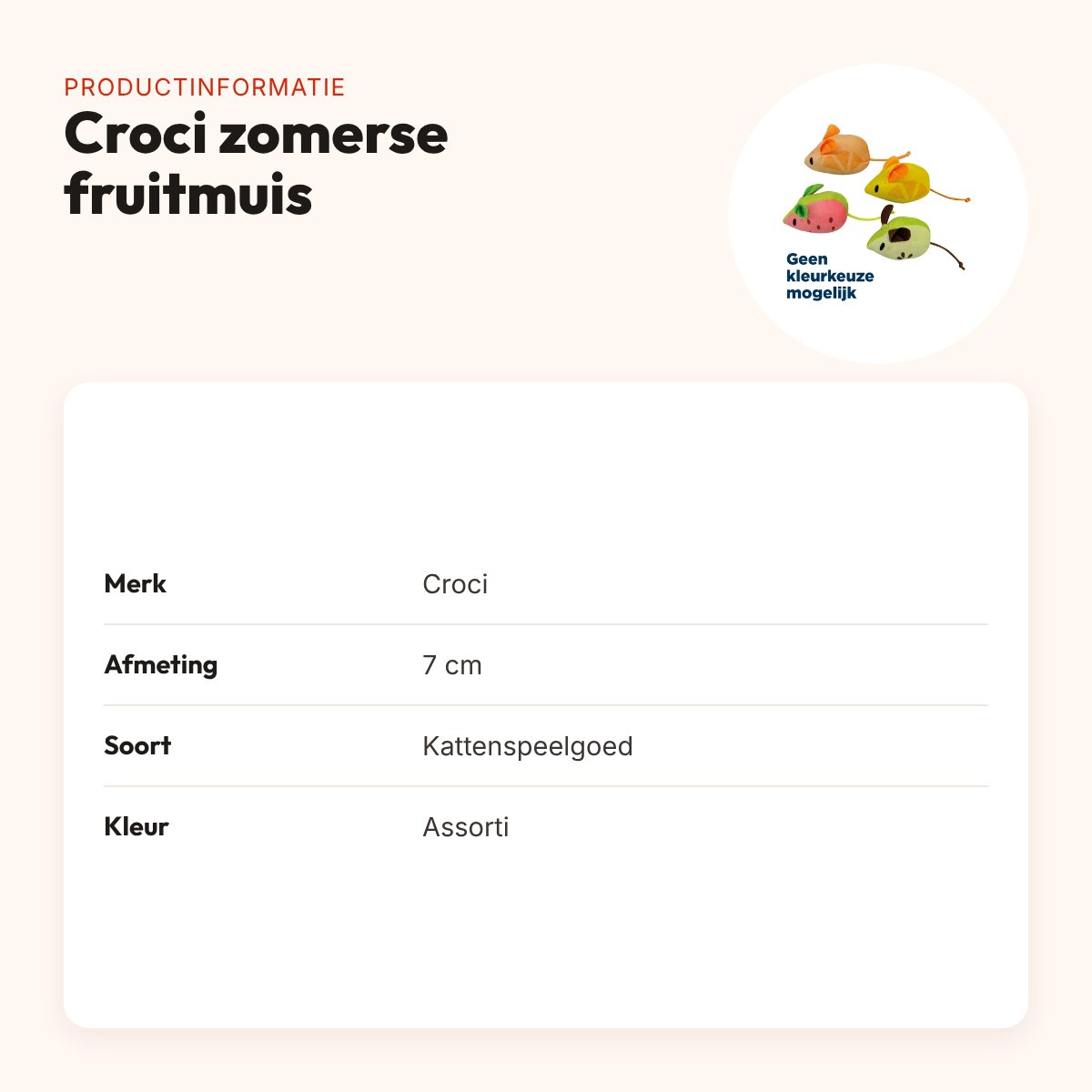 Croci kattenspeelgoed zomerse fruitmuis assorti 7 cm – productinformatie