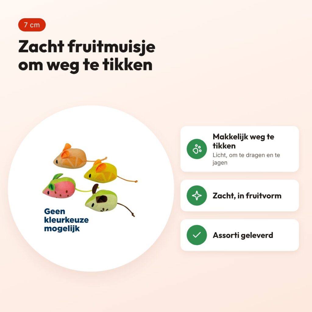 Croci kattenspeelgoed zomerse fruitmuis assorti 7 cm – voordelen