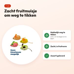 Croci kattenspeelgoed zomerse fruitmuis assorti 7 cm – voordelen