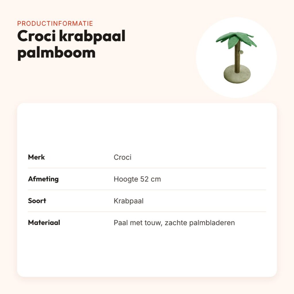 Croci krabpaal palmboom 52 cm – met hangend balletje – productinformatie