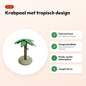 Croci krabpaal palmboom 52 cm – met hangend balletje – voordelen