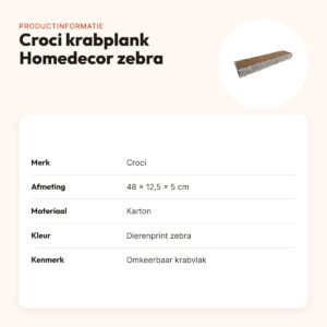 Croci krabplank Homedecor dierenprint zebra 48 x 12,5 x 5 cm – productinformatie