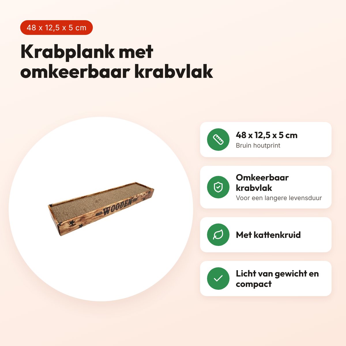 Croci krabplank Homedecor Noce houtprint bruin 48 x 12,5 x 5 cm – voordelen