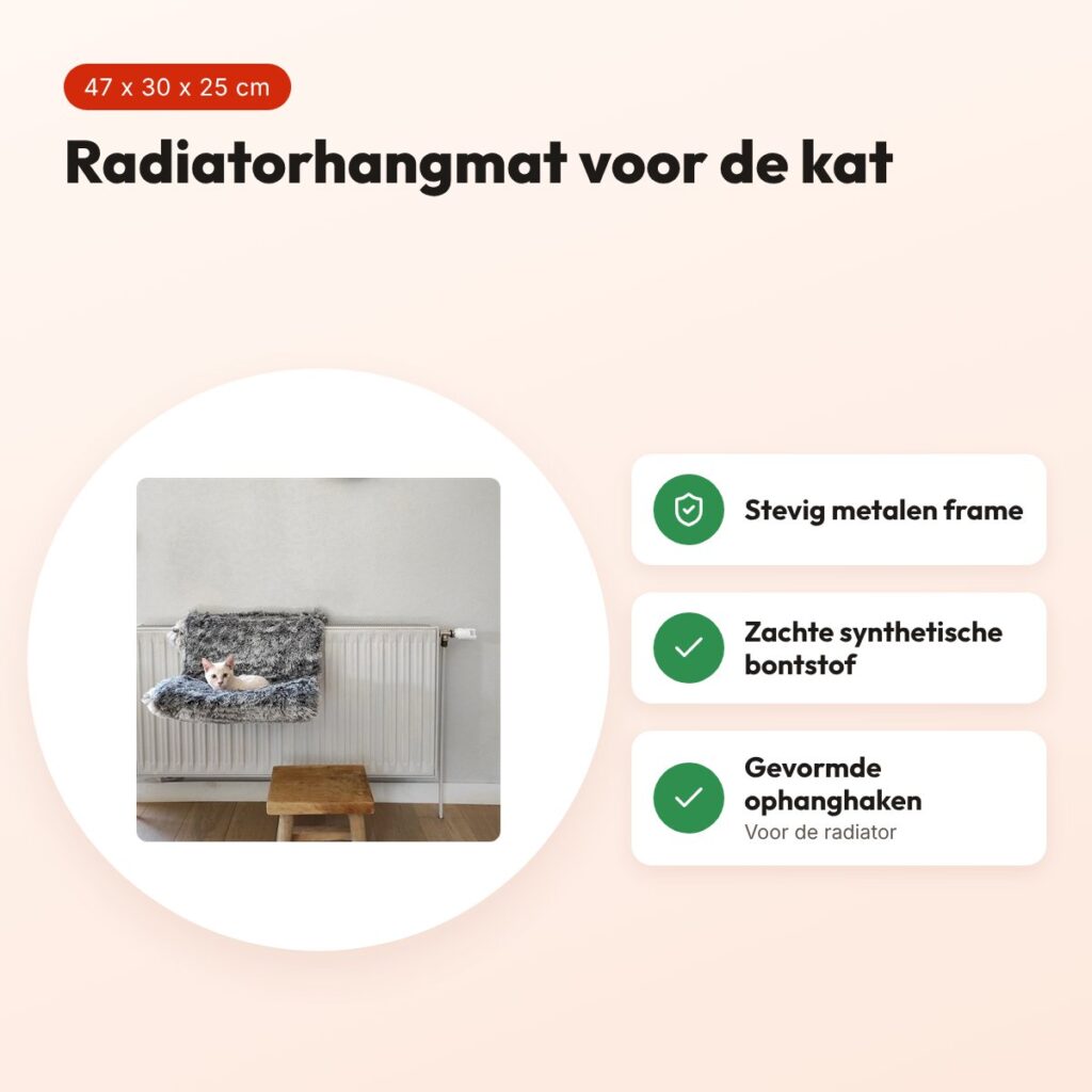 Croci radiatorhangmat kat gemeleerd zwart 47 x 30 x 25 cm – voordelen