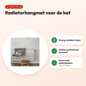 Croci radiatorhangmat kat gemeleerd zwart 47 x 30 x 25 cm – voordelen