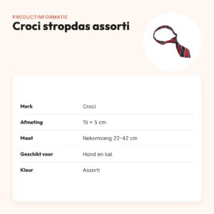 Croci stropdas voor hond en kat assorti 15 x 5 cm – nekomvang 22-42 cm – productinformatie