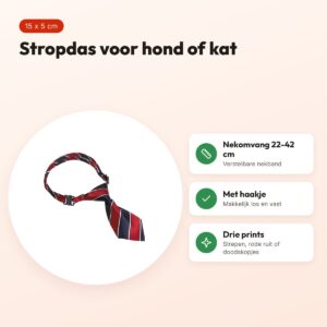 Croci stropdas voor hond en kat assorti 15 x 5 cm – nekomvang 22-42 cm – voordelen