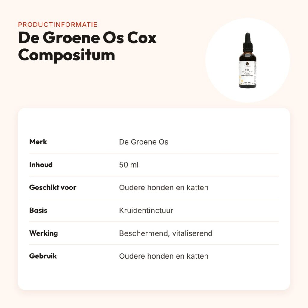 De Groene Os Cox Compositum 50 ml – oudere honden en katten – productinformatie