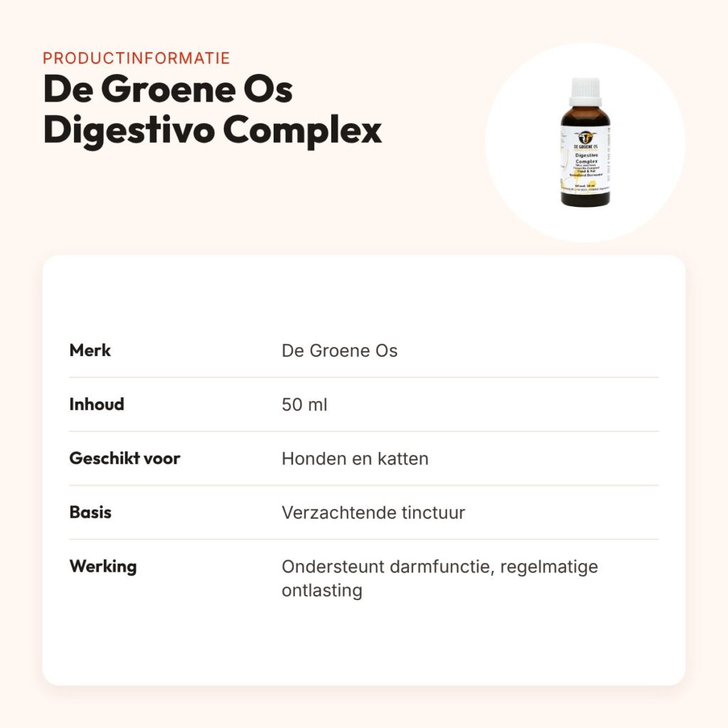 De Groene Os Digestivo Complex 50 ml – spijsvertering, hond en kat – productinformatie