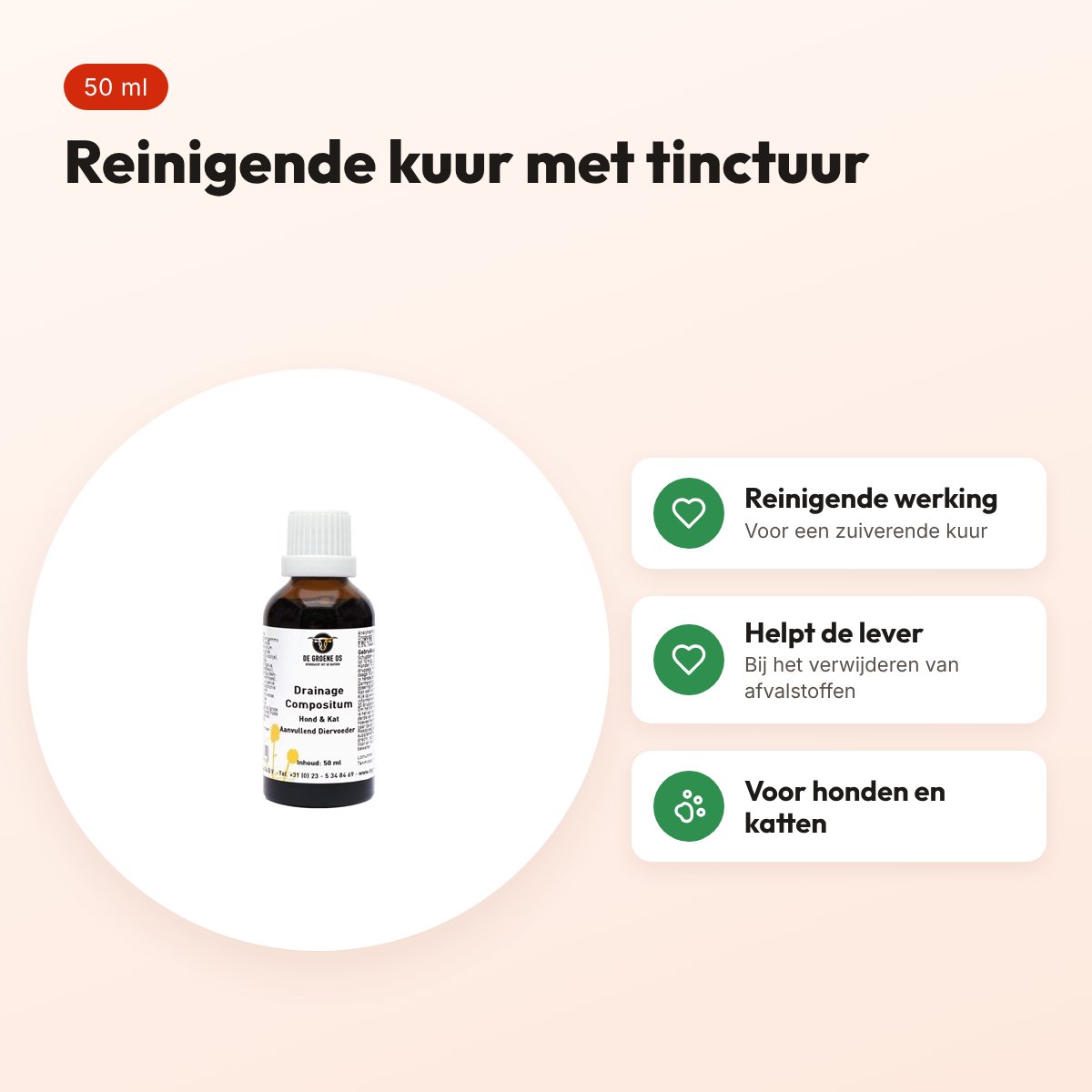 De Groene Os Drainage Compositum 50 ml – hond en kat – voordelen