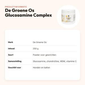 De Groene Os Glucosamine Complex 250 g – gewrichten, hond en kat – productinformatie
