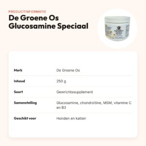 De Groene Os Glucosamine Complex Speciaal 250 g – hond en kat – productinformatie