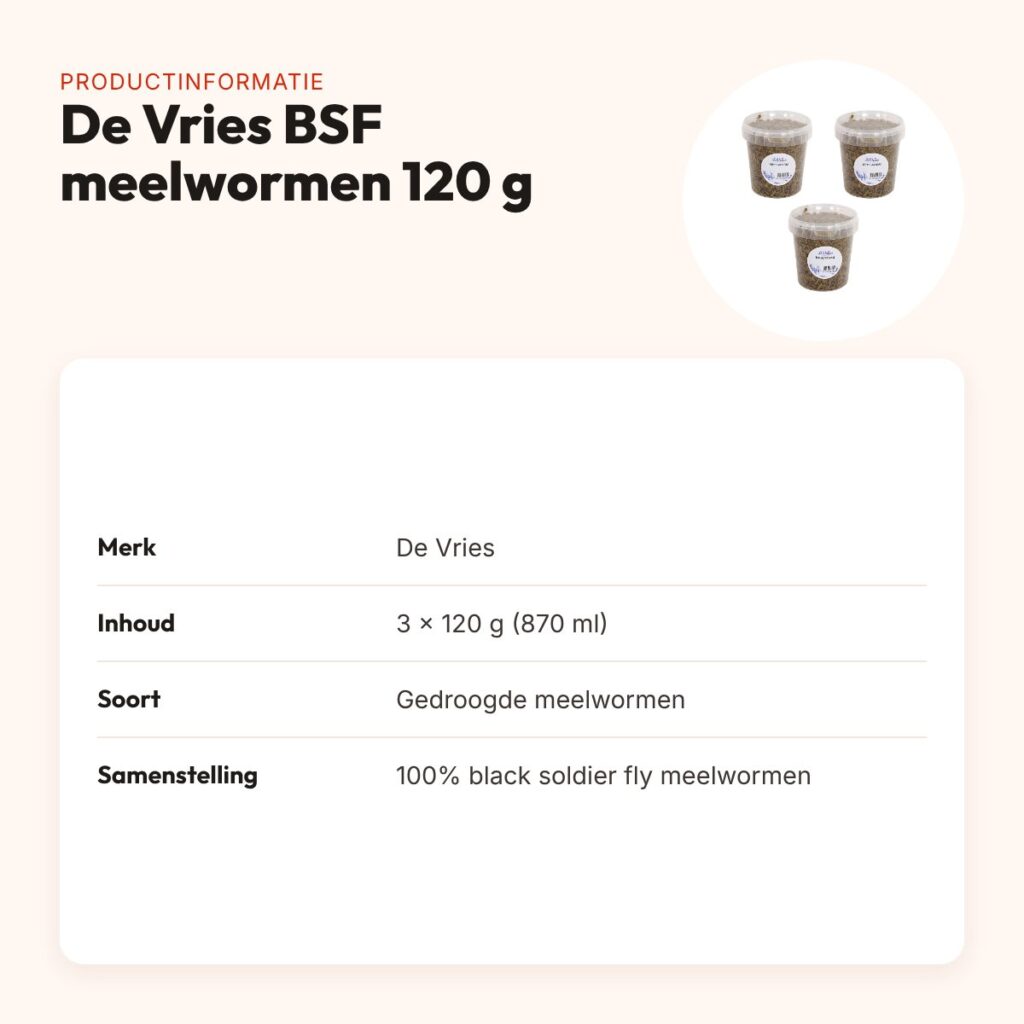 De Vries Black Soldier Fly meelwormen 120 g (870 ml) – multipack 3 stuks – productinformatie
