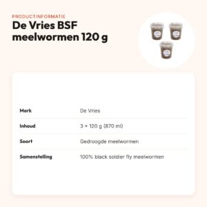 De Vries Black Soldier Fly meelwormen 120 g (870 ml) – multipack 3 stuks – productinformatie