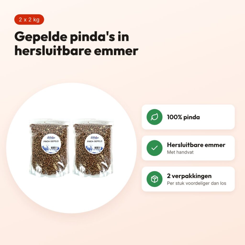 De Vries gepelde pinda's 2 kg – hersluitbare emmer, multipack 2 stuks – voordelen