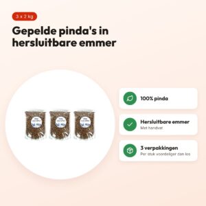 De Vries gepelde pinda's 2 kg – hersluitbare emmer, multipack 3 stuks – voordelen
