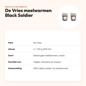 De Vries meelwormen Black Soldier Fly 120 g – multipack 2 stuks – productinformatie