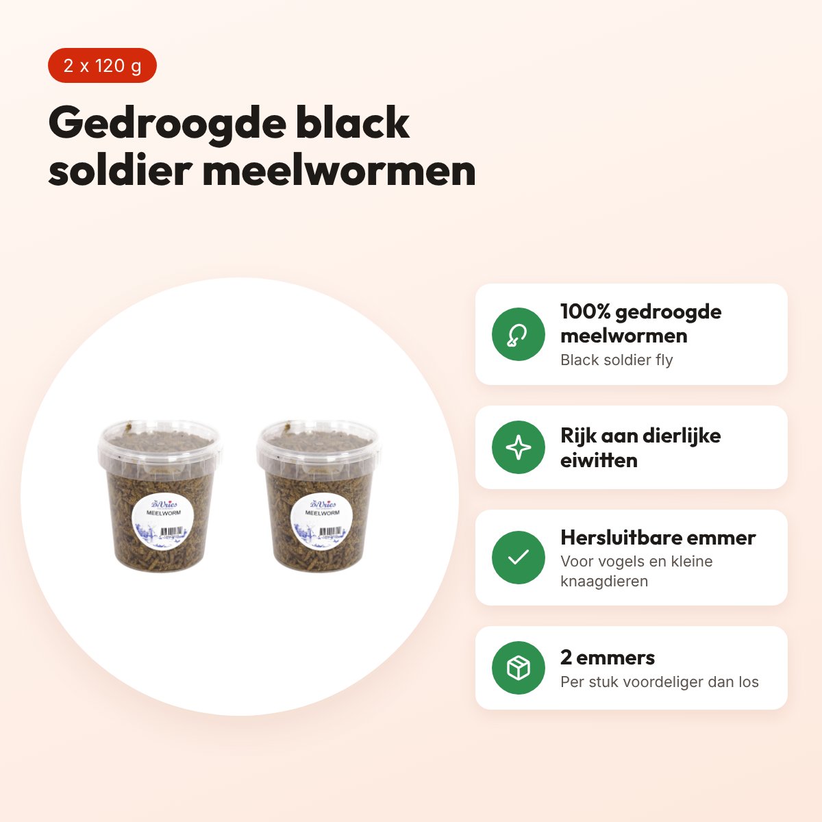 De Vries meelwormen Black Soldier Fly 120 g – multipack 2 stuks – voordelen