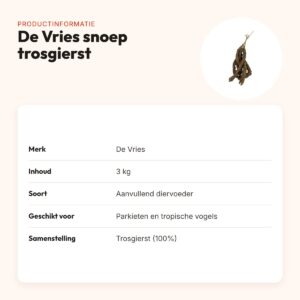 De Vries snoep trosgierst 3 kg – voor parkieten en tropische vogels – productinformatie