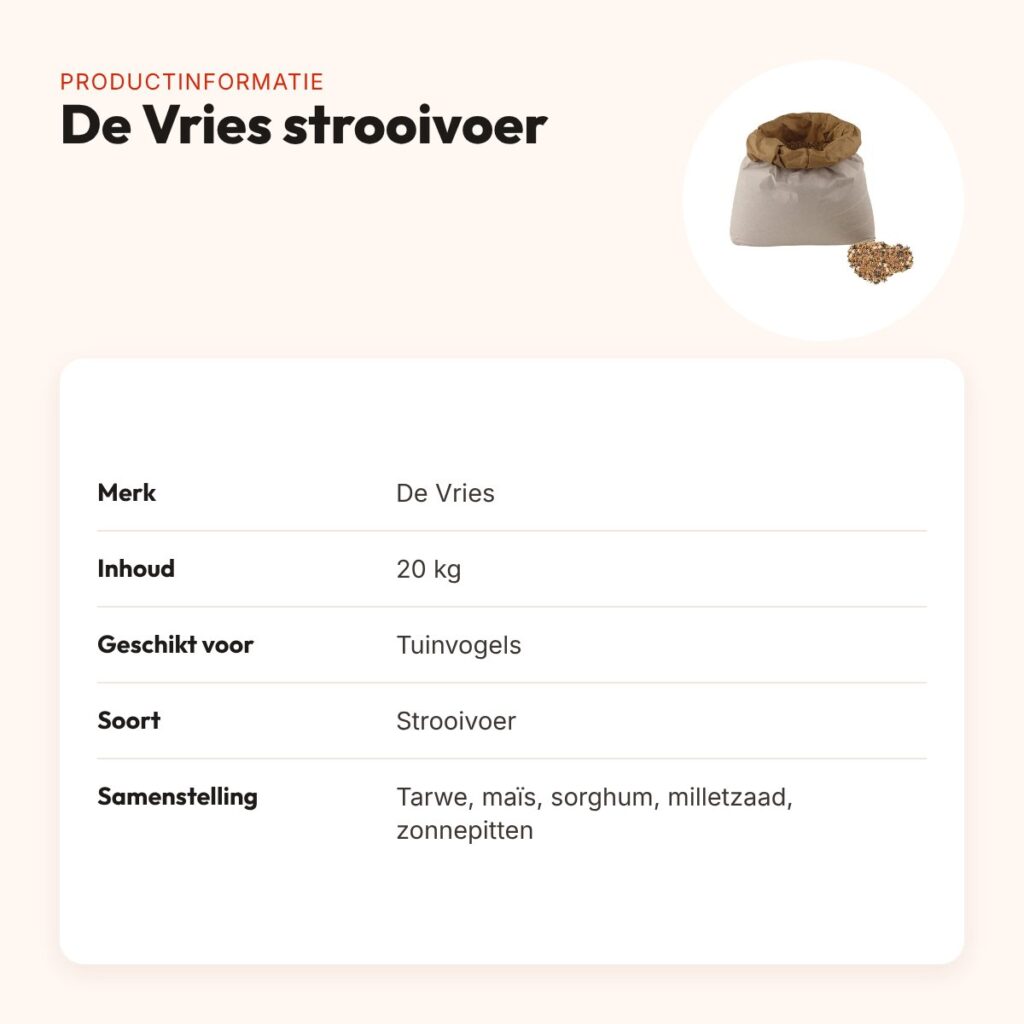 De Vries strooivoer voor vogels 20 kg – gemengde zaadmengeling – productinformatie