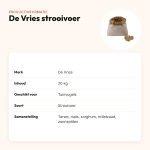 De Vries strooivoer voor vogels 20 kg – gemengde zaadmengeling – productinformatie