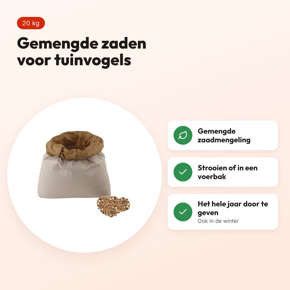 De Vries strooivoer voor vogels 20 kg – gemengde zaadmengeling – voordelen