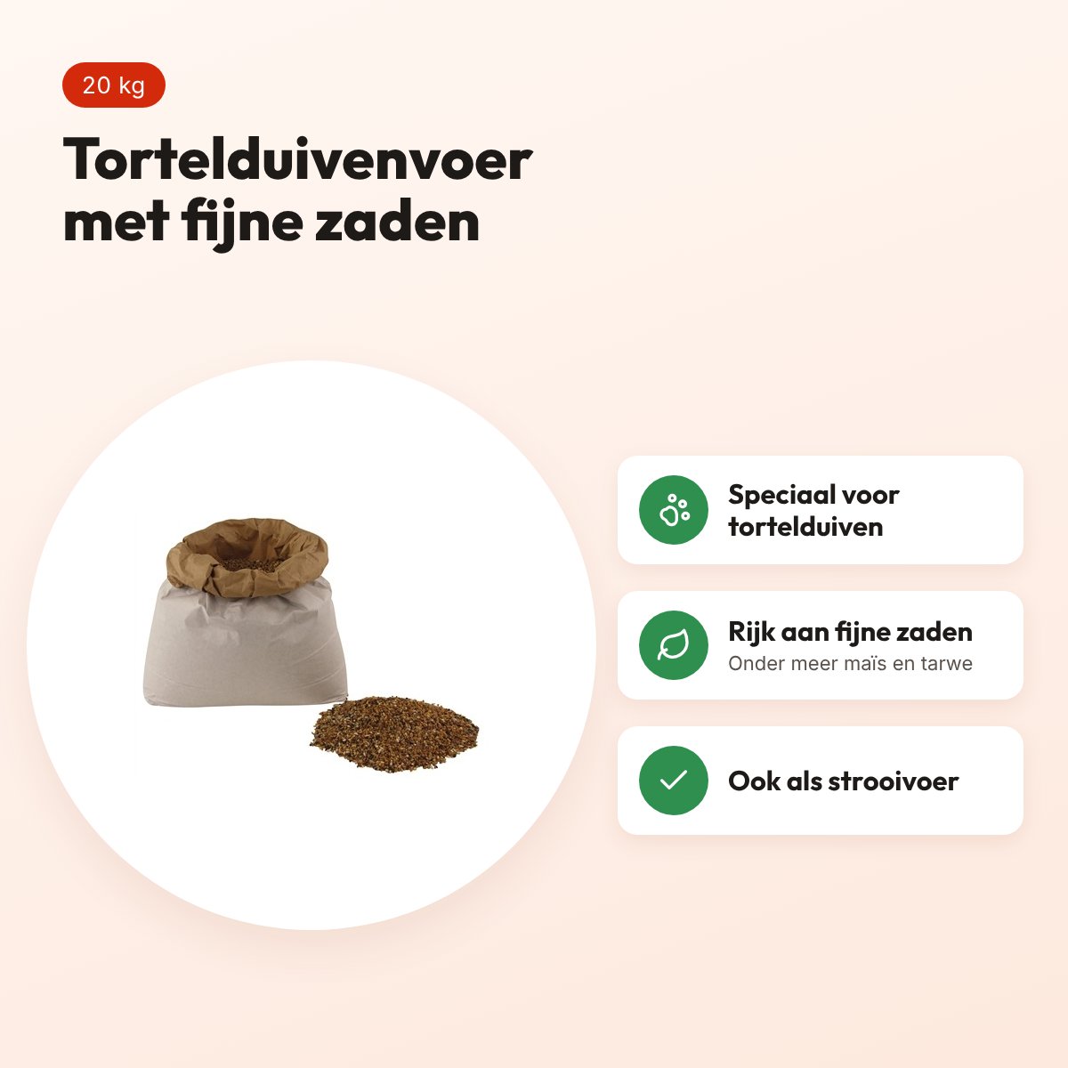 De Vries tortelduivenvoer 20 kg – rijk aan fijne zaden – voordelen