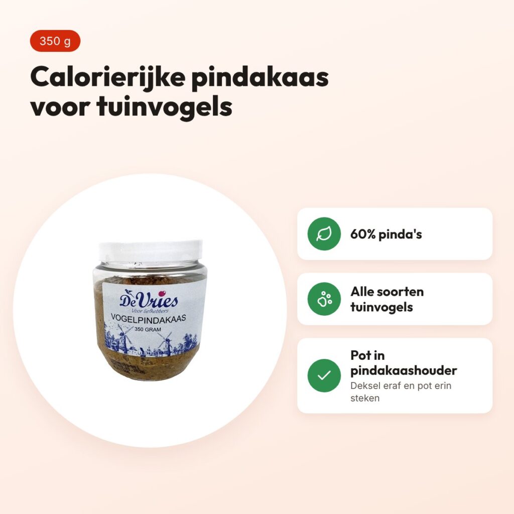 De Vries vogelpindakaas 350 g – calorierijk voer voor tuinvogels – voordelen
