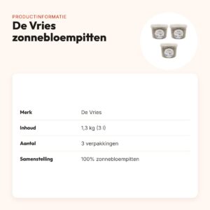 De Vries zonnebloempitten gestreept 1,3 kg – multipack 3 stuks – productinformatie