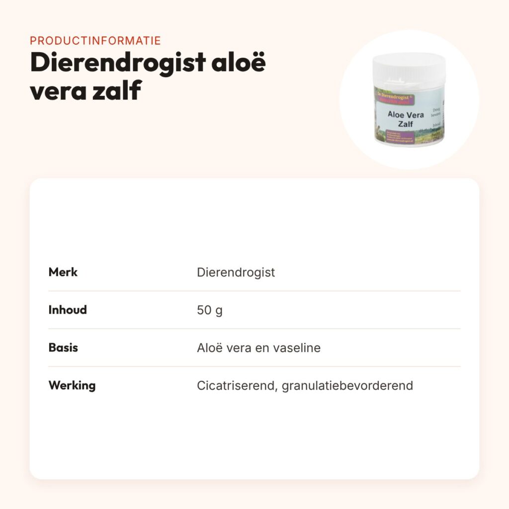 Dierendrogist aloë vera zalf 50 g – op basis van aloë vera en vaseline – productinformatie