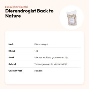 Dierendrogist Back to Nature kruiden/groenten/rijst 1 kg – hond – productinformatie
