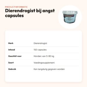 Dierendrogist bij angst capsules 150 stuks – voor honden – productinformatie