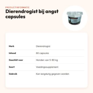 Dierendrogist bij angst capsules 60 stuks – voor honden – productinformatie