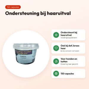 Dierendrogist bij haaruitval capsules 150 stuks – hond en kat – voordelen